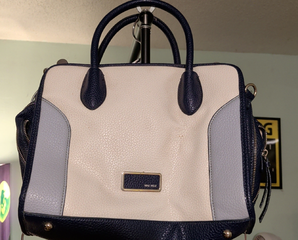 Nine West Navy and Cream Satchel